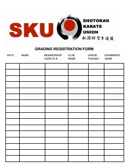 SKU Grading Registration Form Shotokan Karate Union 松涛館 空手連盟